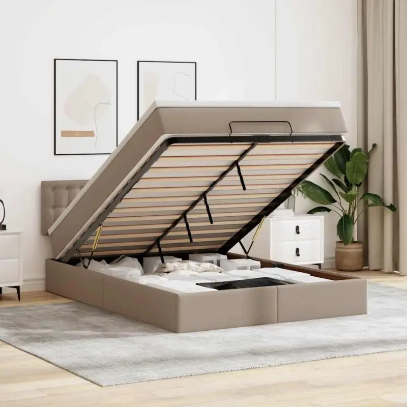 Ottomaanse bed met ruime opbergruimte en zwart materiaal voor comfort - cappucino / 140 x 190 cm - Bedden & bedframes