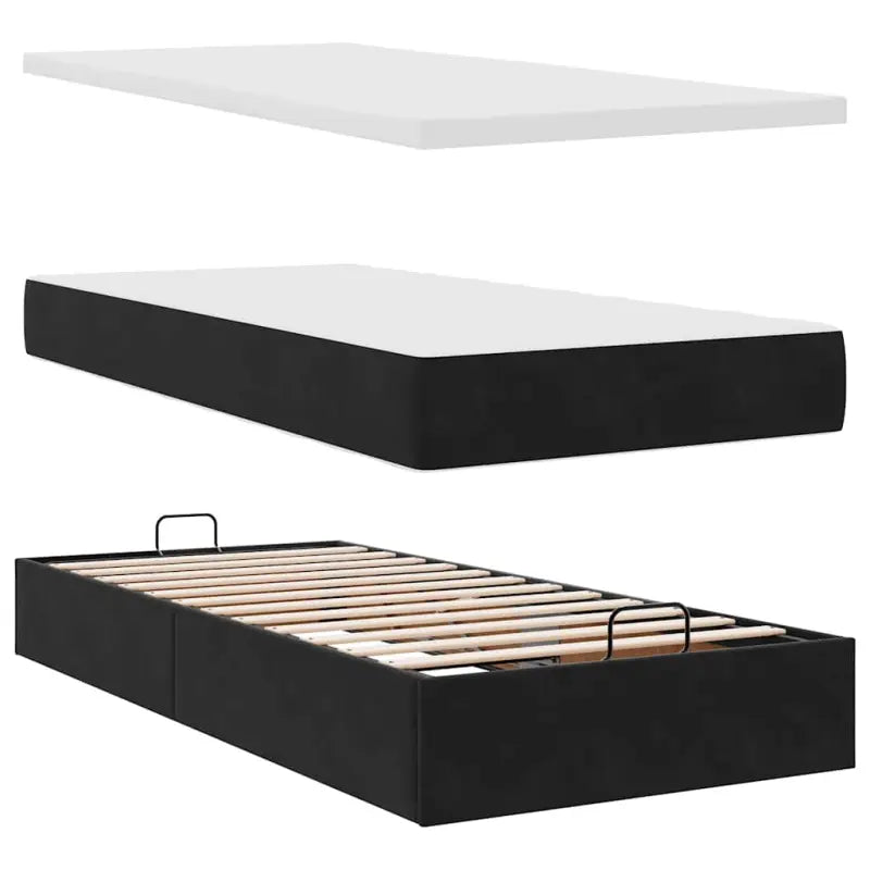 Ottomaanse bed met ruime opbergruimte in zwart materiaal - Bedden & bedframes