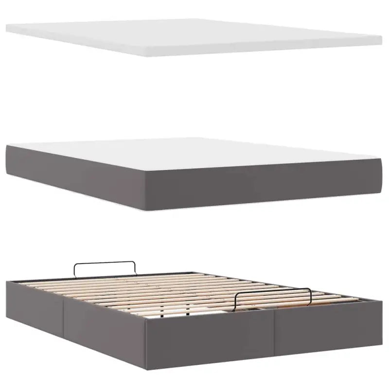 Ottomane bed met grijs materiaal en comfortabele schuimvulling - Bedden & bedframes