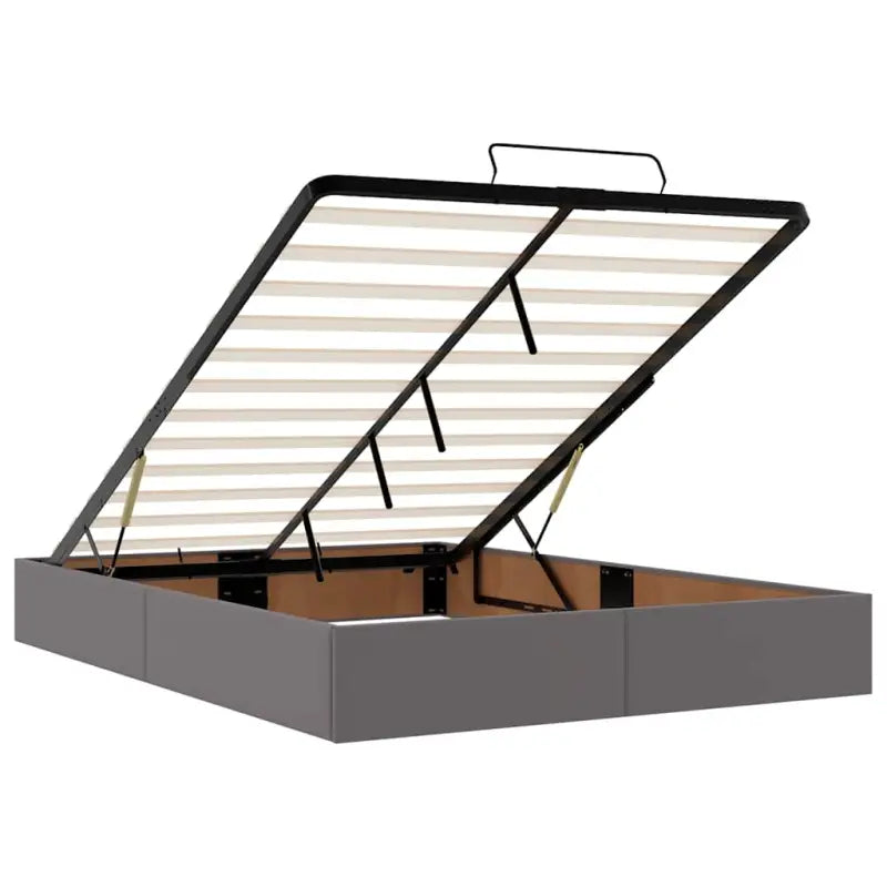 Ottomane bed met grijs materiaal en comfortabele schuimvulling - Bedden & bedframes