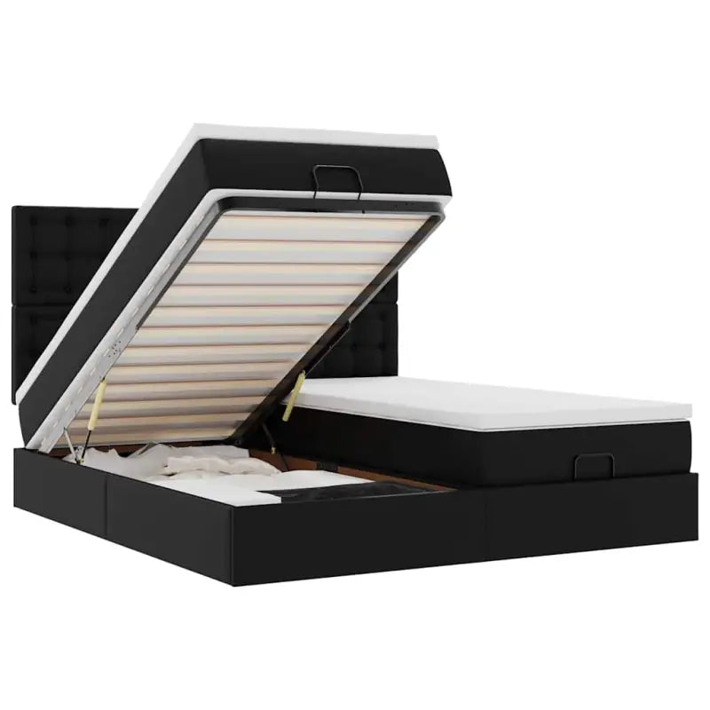 Ottomane bed met zwart materiaal en comfortabele vulling - Bedden & bedframes