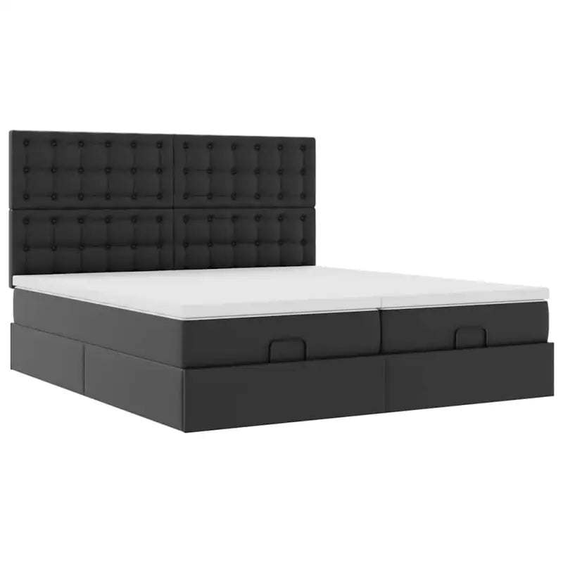 Ottomane bed met zwart materiaal en comfortabele vulling - Bedden & bedframes