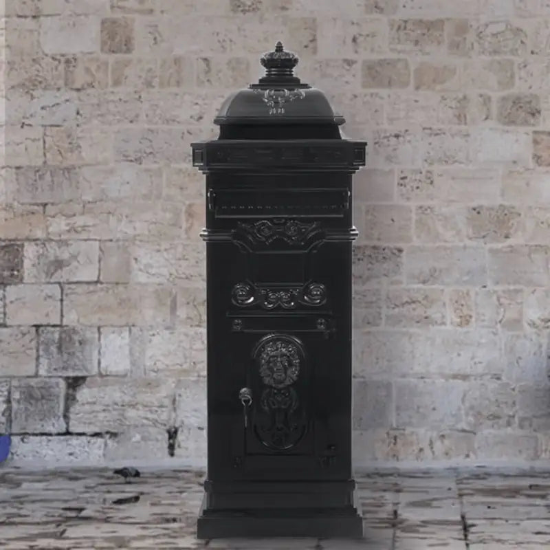 Pilaar brievenbus in vintage stijl voor tuin of entree - Zwart - Brievenbussen