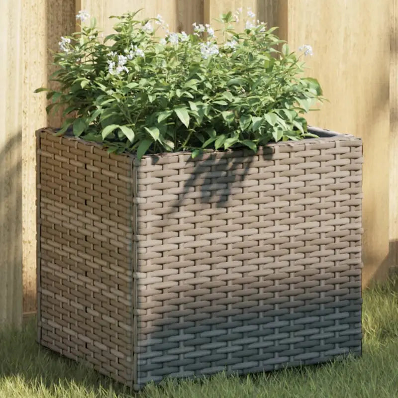 Plantenbak in poly rattan met nonwoven zak voor buitengebruik - Grijs / 36 x 30 x 32 cm / 2 - Bloempotten &