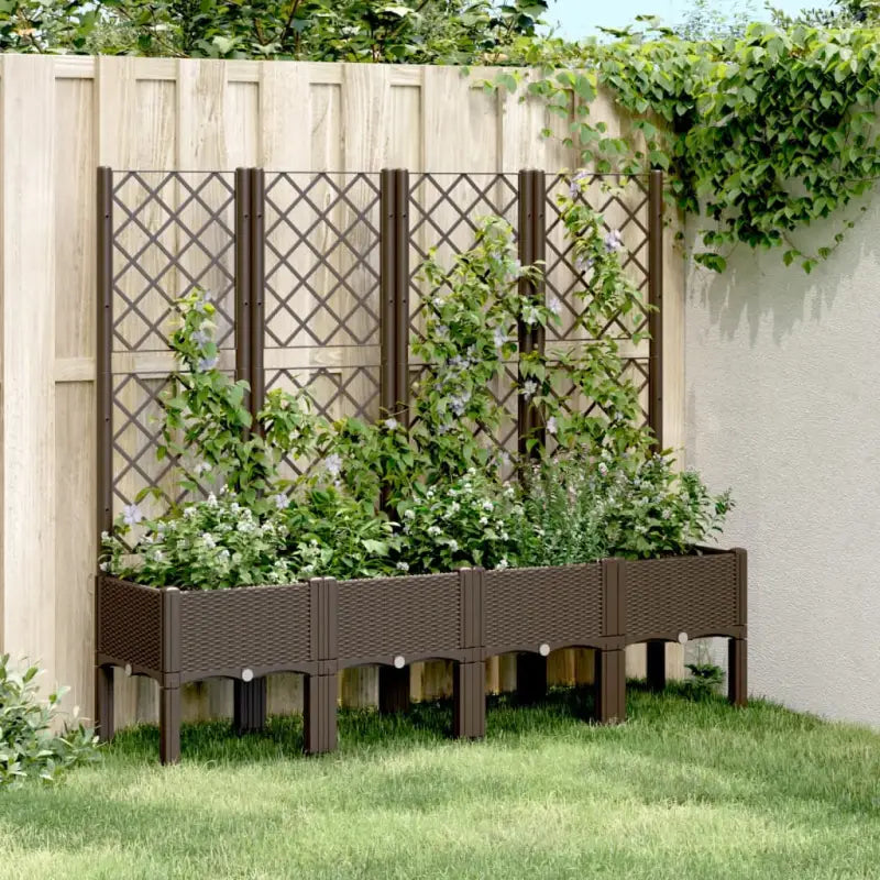 Plantenbak met latwerk voor klimplanten in tuin of op terras - Bruin / 160 x 40 x 142 cm / 1 - Bloempotten &