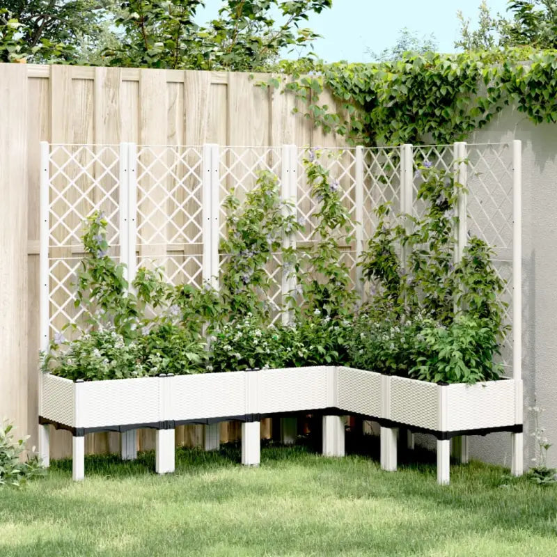 Plantenbak met latwerk voor klimplanten in tuin of op terras - Wit / 160 x 120 x 142 cm / 1 - Bloempotten &