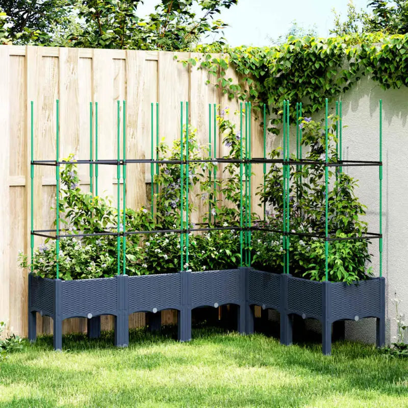 Plantenbak met latwerk voor klimplanten in tuin of terras - Blauwgrijs / 160 x 120 x 142.5 cm / 1 - Bloempotten &