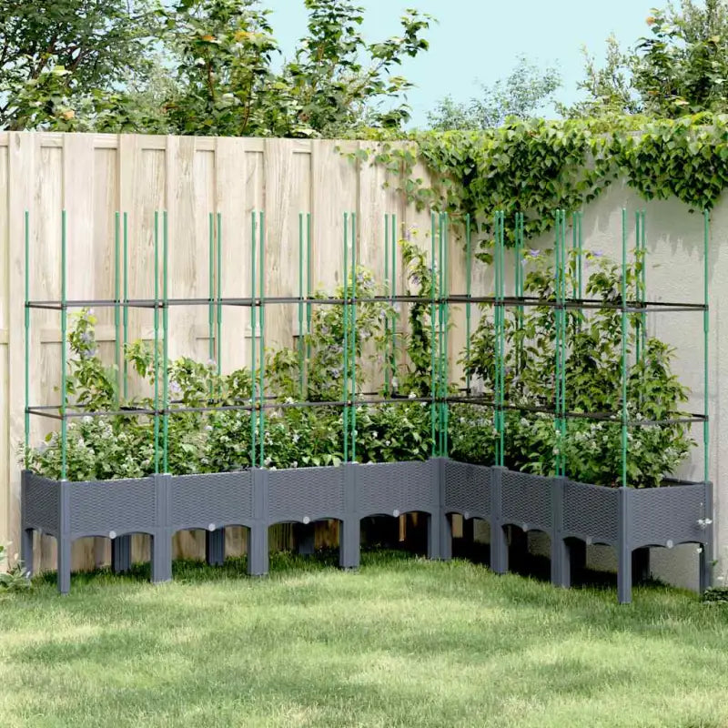 Plantenbak met latwerk voor klimplanten in tuin of terras - Blauwgrijs / 200 x 160 x 142.5 cm / 1 - Bloempotten &