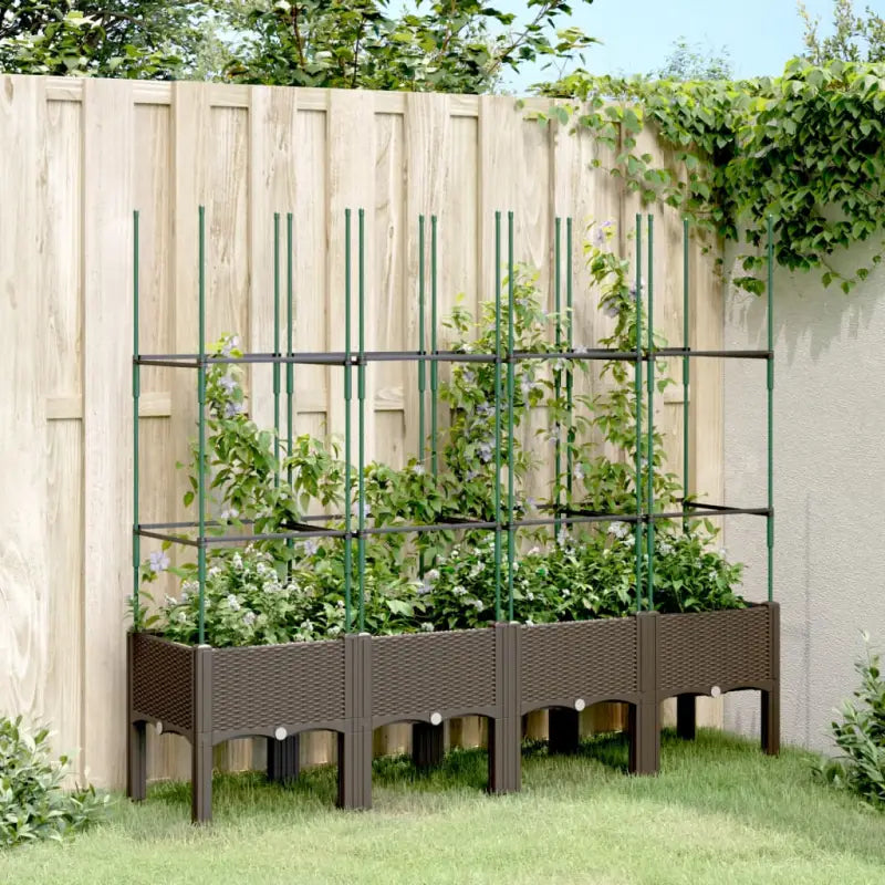 Plantenbak met latwerk voor klimplanten in tuin of terras - Bruin / 160 x 40 x 142.5 cm / 1 - Bloempotten &