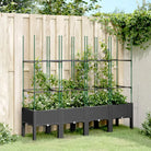 Plantenbak met latwerk voor klimplanten in tuin of terras - Zwart / 160 x 40 x 142.5 cm / 1 - Bloempotten &