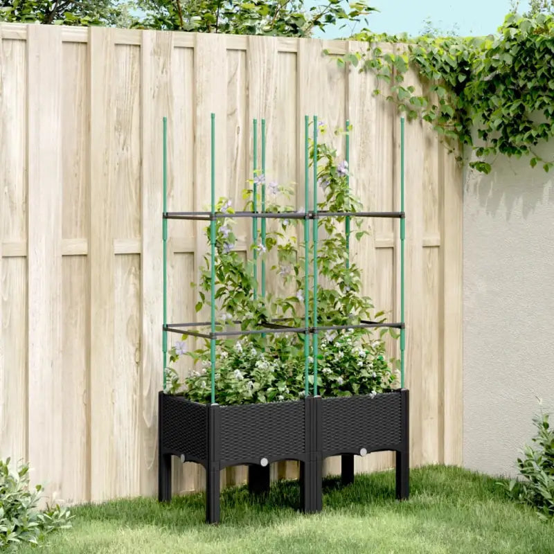 Plantenbak met latwerk voor klimplanten in tuin of terras - Zwart / 80 x 40 x 142.5 cm / 1 - Bloempotten & plantenbakken