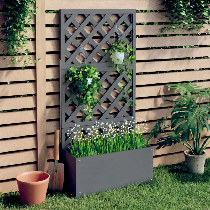 Plantenbak met Latwerk voor Tuin en Balkon - Grijs / 65 x 33 x 135 cm / 1 - Bloempotten & plantenbakken