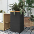 Plantenbak van poly rattan met kunststof binnenzak voor tuin en balkon - 40 x 40 x 80 cm / 1 - Bloempotten &