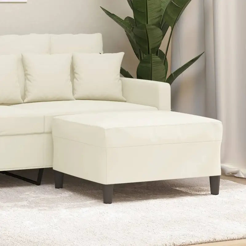Poefs Comfortabele Fluwelen Voetenbank voor een Modern Interieur - Crème / 70 x 55 x 41 cm / 1 - Poefs