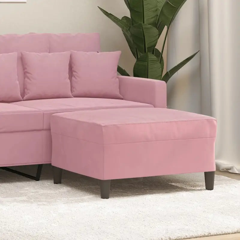 Poefs Comfortabele Fluwelen Voetenbank voor een Modern Interieur - Roze / 70 x 55 x 41 cm / 1 - Poefs