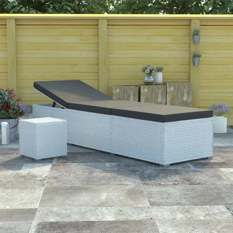 Poly rattan ligstoel met gepoedercoat stalen frame voor ontspanning - Wit / 1 - Ligstoelen