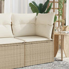 Poly rattan loungebank voor een comfortabele zitervaring met modulair ontwerp - beige en crèmekleurig / 1 / Hoekbank