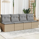 Poly rattan loungebank voor een comfortabele zitervaring met modulair ontwerp - Beige en grijs / 1 / Vierzitsbank