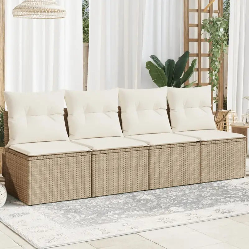 Poly rattan loungebank voor een comfortabele zitervaring met modulair ontwerp - beige en crèmekleurig / 1