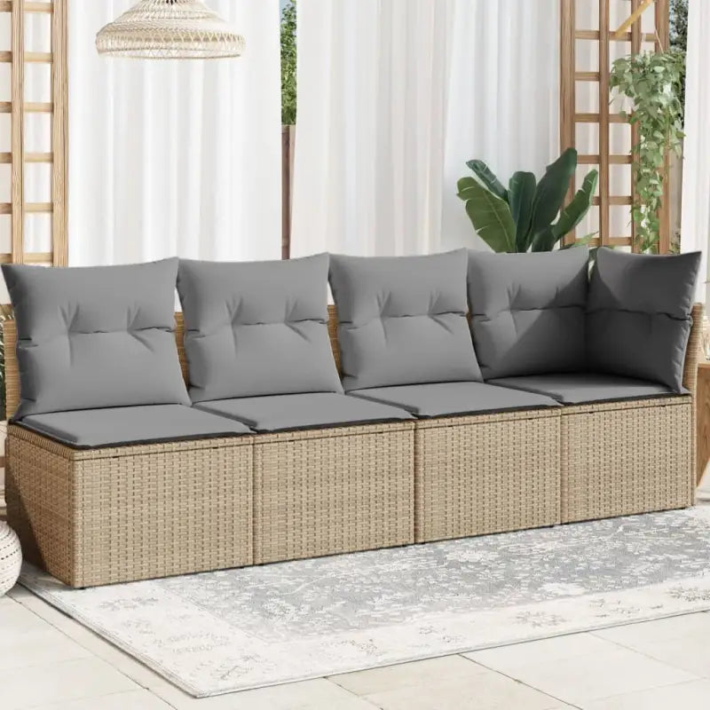 Poly rattan loungebank voor een comfortabele zitervaring met modulair ontwerp - Beige en grijs / 1 / hoek + 3x midden