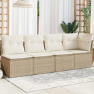 Poly rattan loungebank voor een comfortabele zitervaring met modulair ontwerp - beige en crèmekleurig / 1 / hoek + 3x