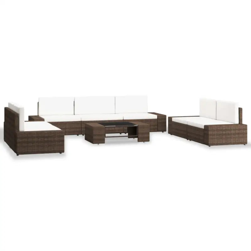 Poly Rattan Loungeset met comfortabele breedte en diepte zitting - Bruin - Tuinsets