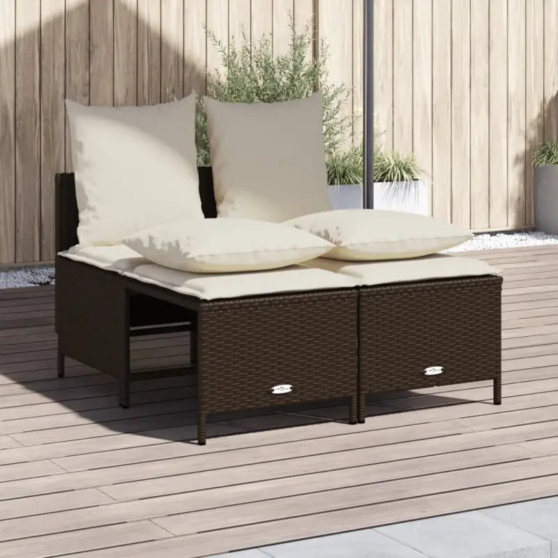 Poly Rattan loungeset met comfortabele zitervaring en wasbare hoes - Bruin - Tuinsets