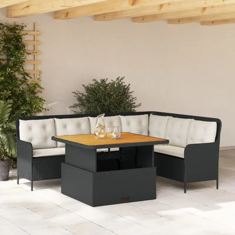 Poly rattan loungeset met comfortabele zitervaring en wasbare hoes - Zwart / 110 x 110 x 40/71 cm - Tuinsets