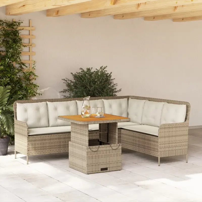 Poly rattan loungeset met comfortabele zitervaring en wasbare hoes - beige en crèmekleurig / 80 x 80 x 40/71 cm