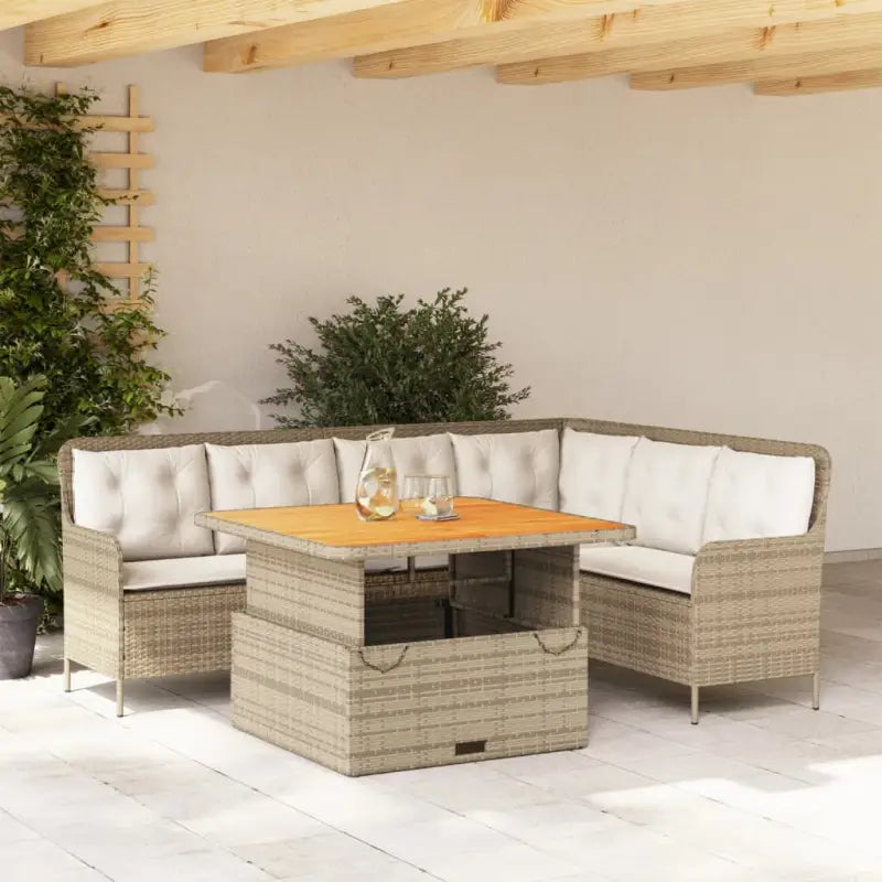 Poly rattan loungeset met comfortabele zitervaring en wasbare hoes - beige en crèmekleurig / 110 x 110 x 40/71 cm