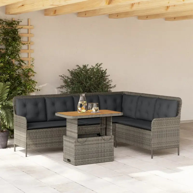 Poly rattan loungeset met comfortabele zitervaring en wasbare hoes - Grijs / 90 x 55 x 40/71 cm - Tuinsets