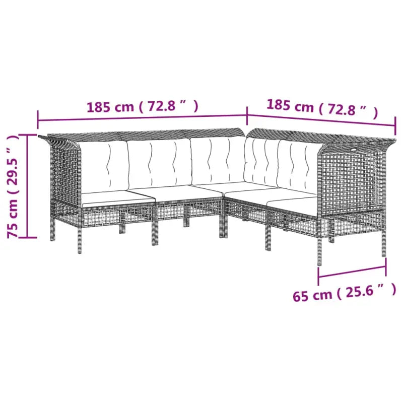Poly Rattan Loungeset met Diepte Zitting en Rasterontwerp Draagvermogen - Tuinsets