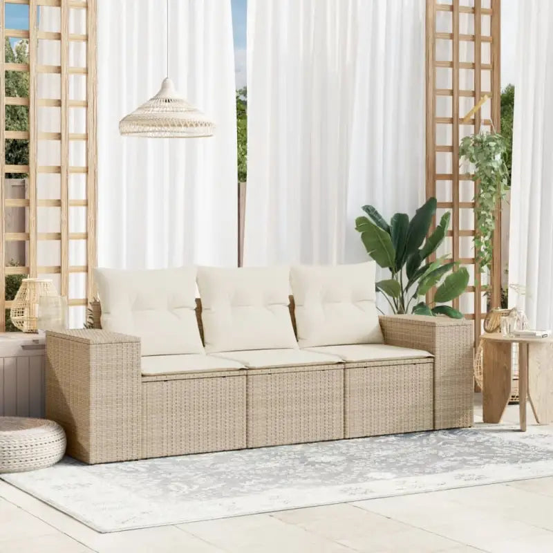 Poly rattan loungeset met gepoedercoat staal afmetingen en waterdichte tas - beige en crèmekleurig / Zonder tafel