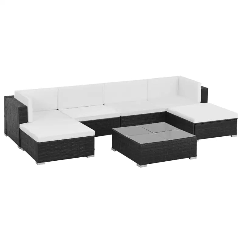 Poly rattan loungeset met gepoedercoat staal en diepe zitting - Zwart / Ja - Tuinsets