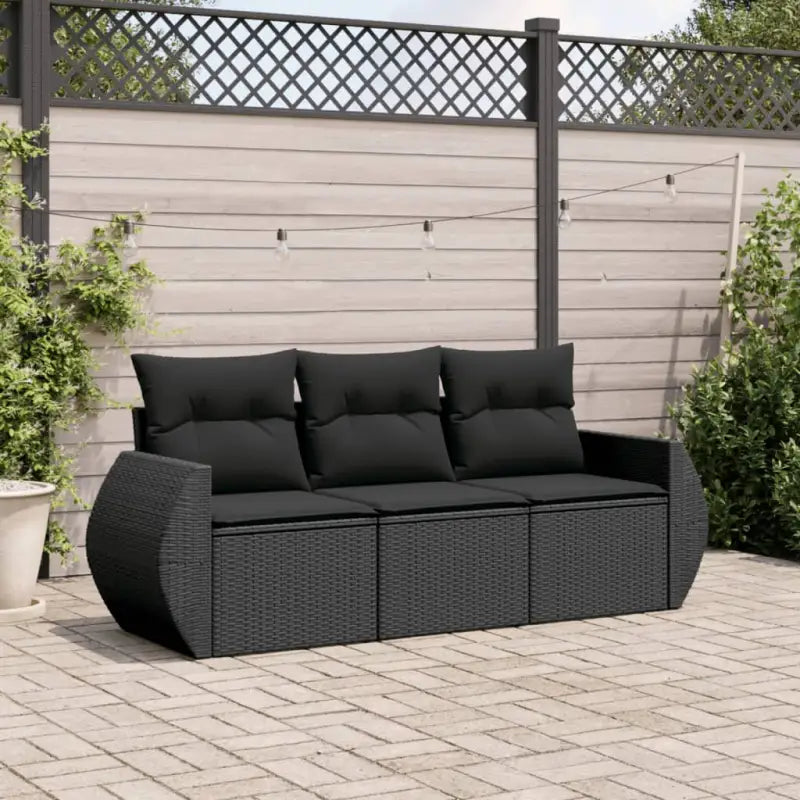 Poly rattan loungeset met gepoedercoat staal en waterdichte tas - Zwart / Zonder tafel - Tuinsets
