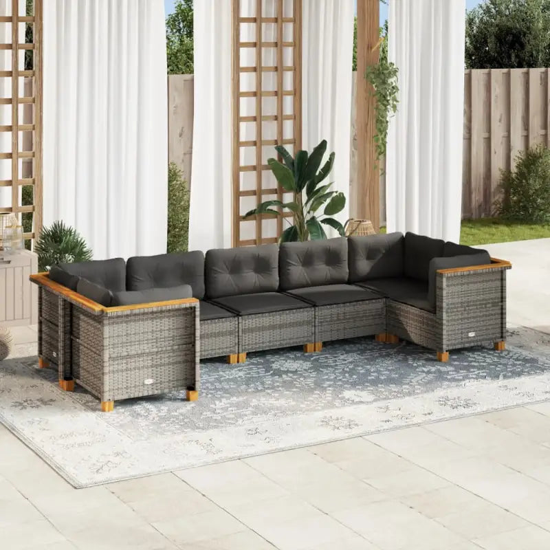 Poly rattan loungeset met natuurlijke olieafwerking voor een comfortabele zitervaring - Grijs / Dichtgeweven - Tuinsets