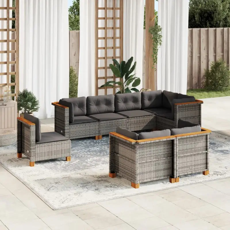 Poly rattan loungeset met natuurlijke olieafwerking en comfortabele zitervaring - Grijs / Zonder tafel / Dichtgeweven