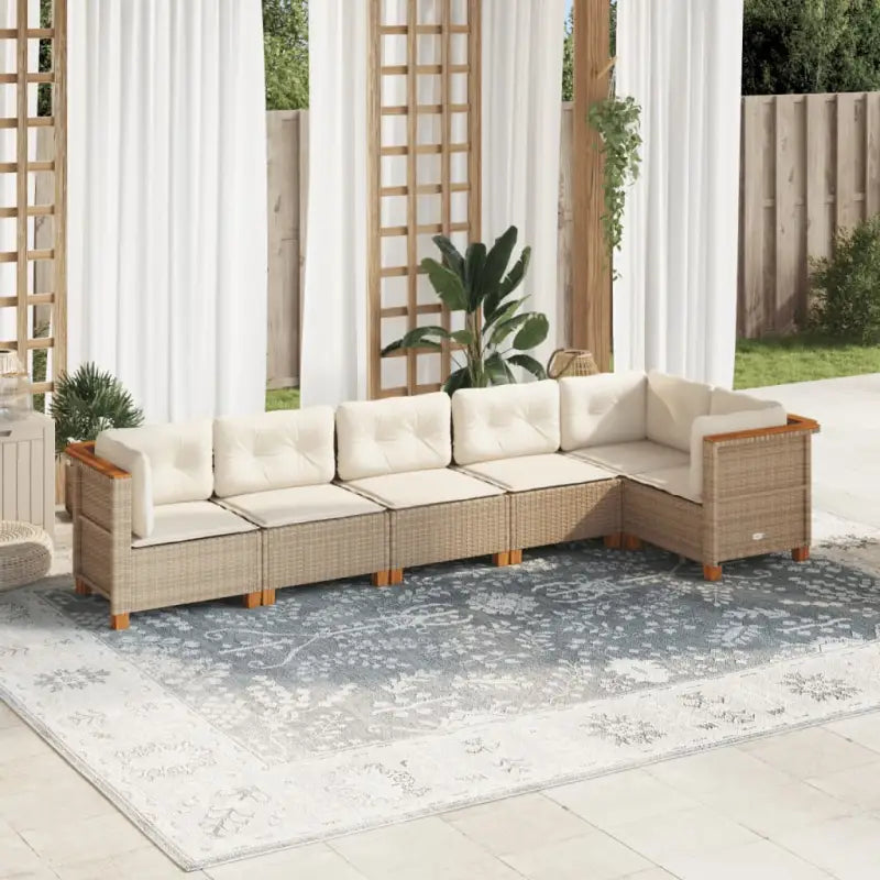 Poly rattan loungeset met natuurlijke olieafwerking voor comfortabele zitervaring - Beige / Zonder tafel / Dichtgeweven
