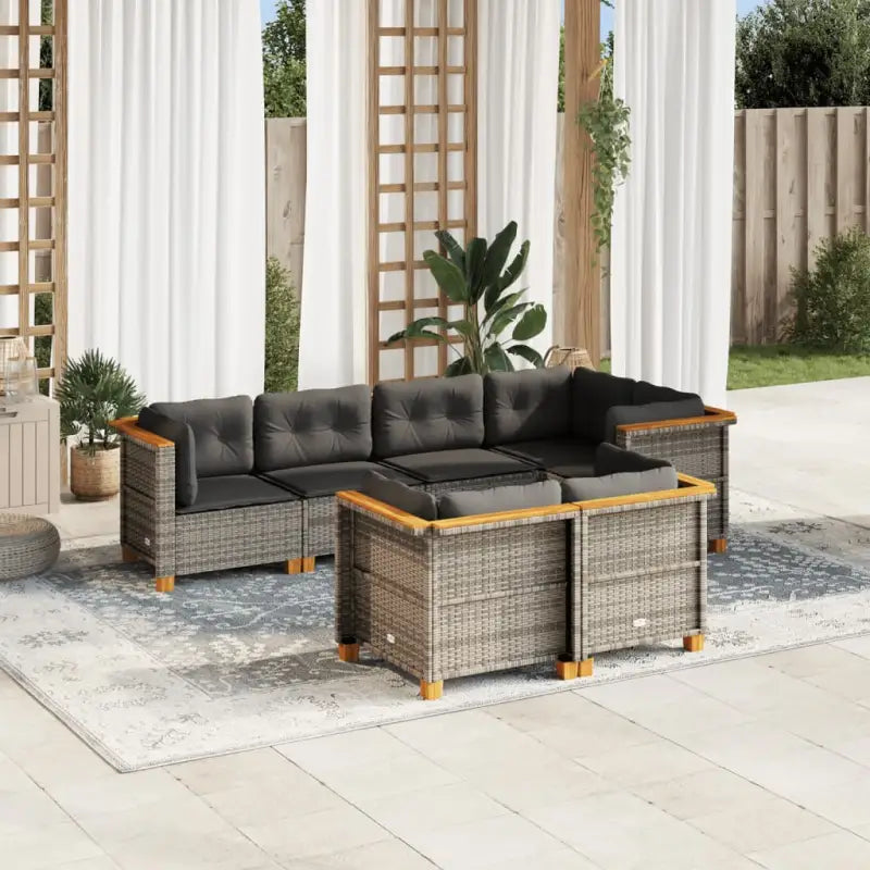 Poly rattan loungeset met natuurlijke olieafwerking voor comfortabele zitervaring - Grijs / Dichtgeweven - Tuinsets