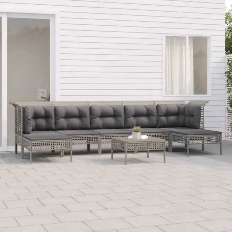 Poly rattan loungeset met rasterontwerp en comfortabele diepte zitting - Tuinsets