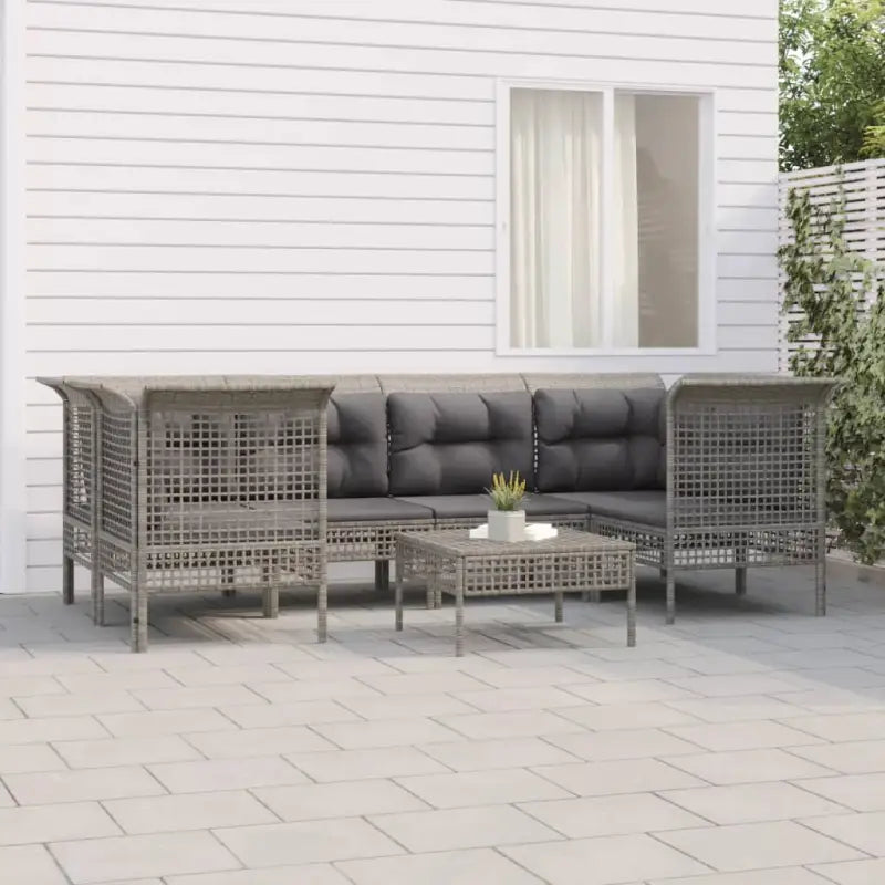 Poly rattan loungeset met rasterontwerp en comfortabele diepte zitting - Tuinsets