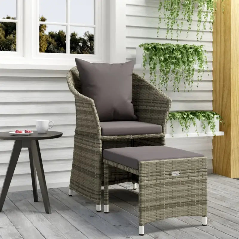 Poly Rattan Loungeset met Stalen Frame voor Comfortabele Tuinplezier - Grijs - Tuinsets