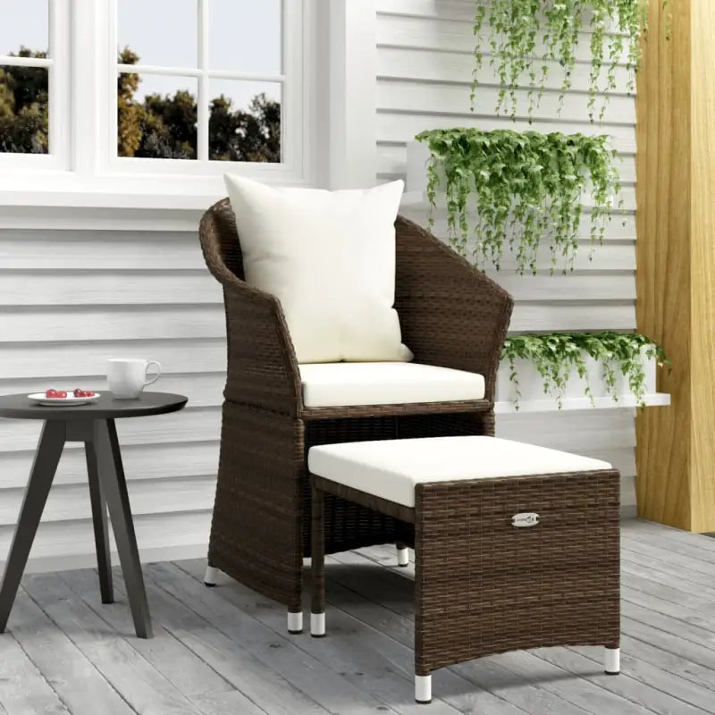 Poly Rattan Loungeset met Stalen Frame voor Comfortabele Tuinplezier - Bruin - Tuinsets
