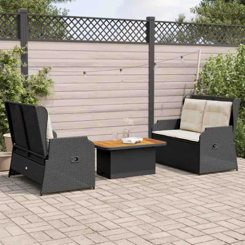 Poly rattan loungeset met wasbare hoes voor een comfortabele zitervaring - Zwart / 90 x 55 x 40/71 cm - Tuinsets