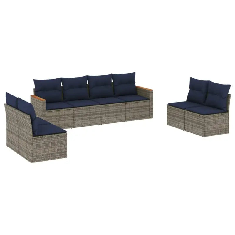 Poly rattan loungeset met waterdichte tas voor buitenplezier - Grijs en blauw / Zonder tafel - Tuinsets
