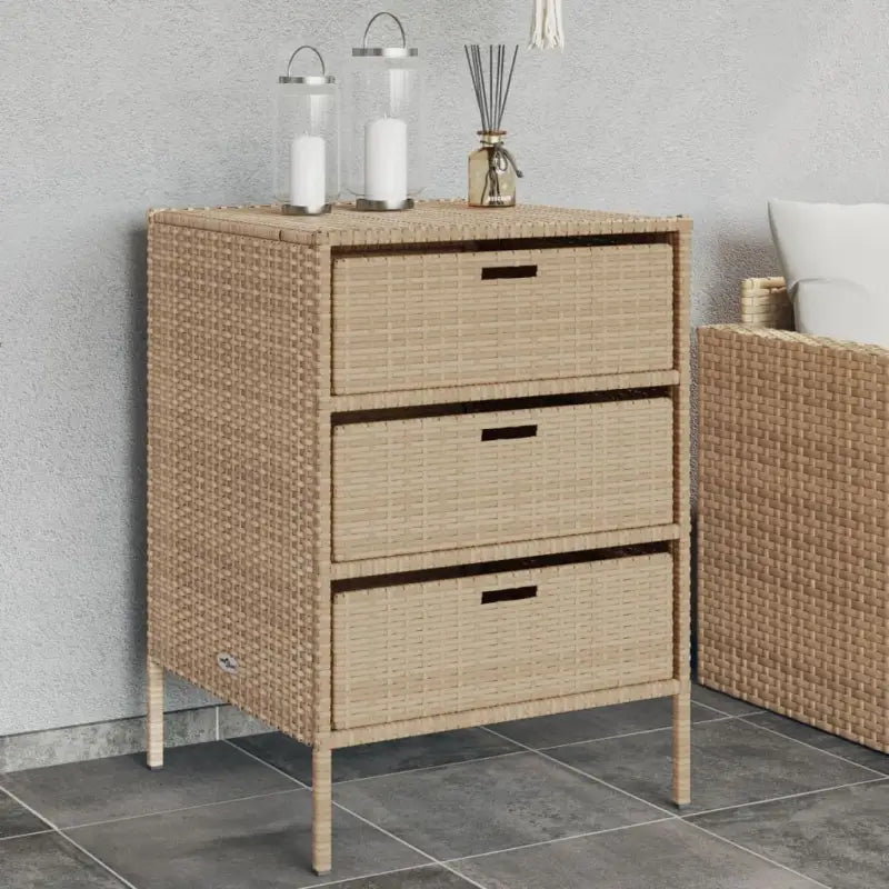 Poly Rattan Opbergbox voor Buiten voor Kussens en Tuinbenodigdheden - Beige / 55 x 59 x 80 cm - Opbergboxen voor buiten