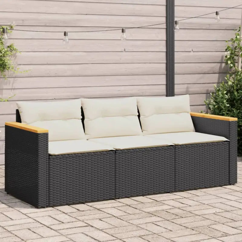Poly rattan tuinbank met comfortabele zitervaring en wasbare hoes - Zwart / 1 - Loungebanken