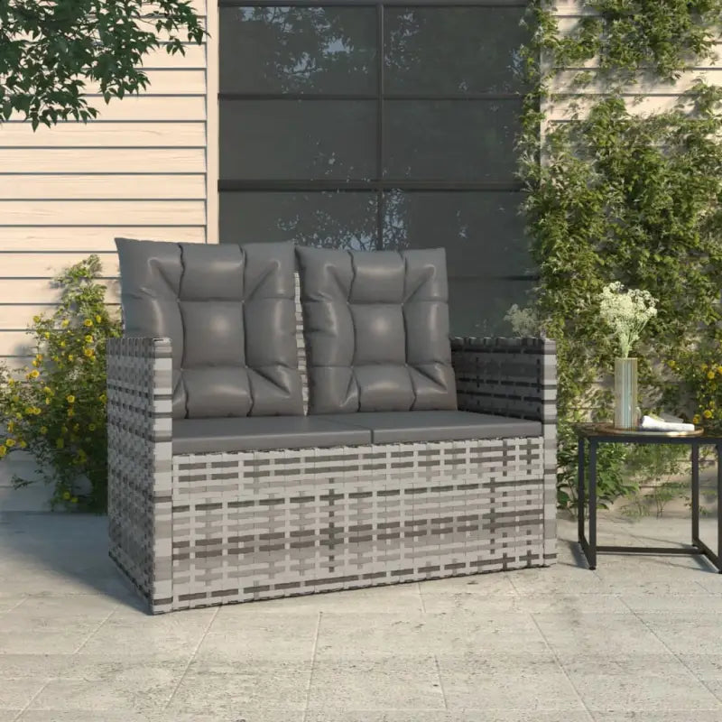 Poly Rattan Tuinbank met Kussens voor in de Tuin of Terras - Grijs / 1 / Met rugkussen - Tuinbanken