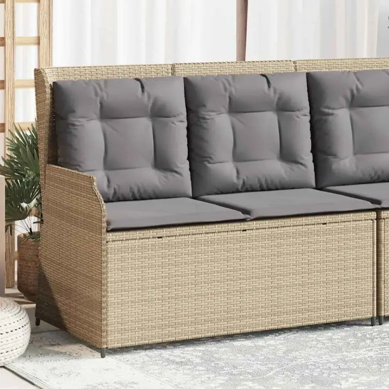 Poly rattan tuinbank voor een comfortabele zitervaring met wasbare hoes - Beige en grijs / 1 / Hoekbank