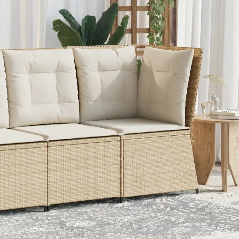 Poly rattan tuinbank voor een comfortabele zitervaring met wasbare hoes - beige en crèmekleurig / 1 / Hoekbank